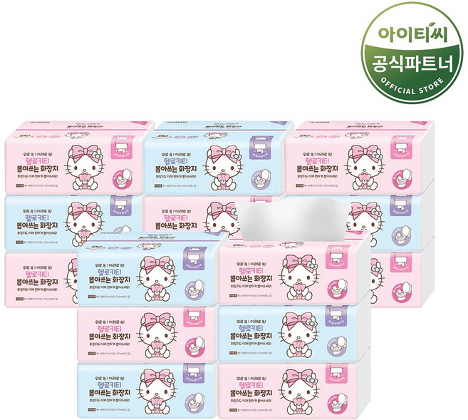 헬로키티 핑크리본 뽑아쓰는 화장지 (100매), 100매, 15개