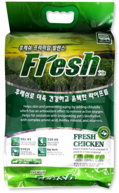 전연령용 닭고기분말 후레쉬리아 프리미엄 발란스 반려견사료, 1개, 5kg, 닭