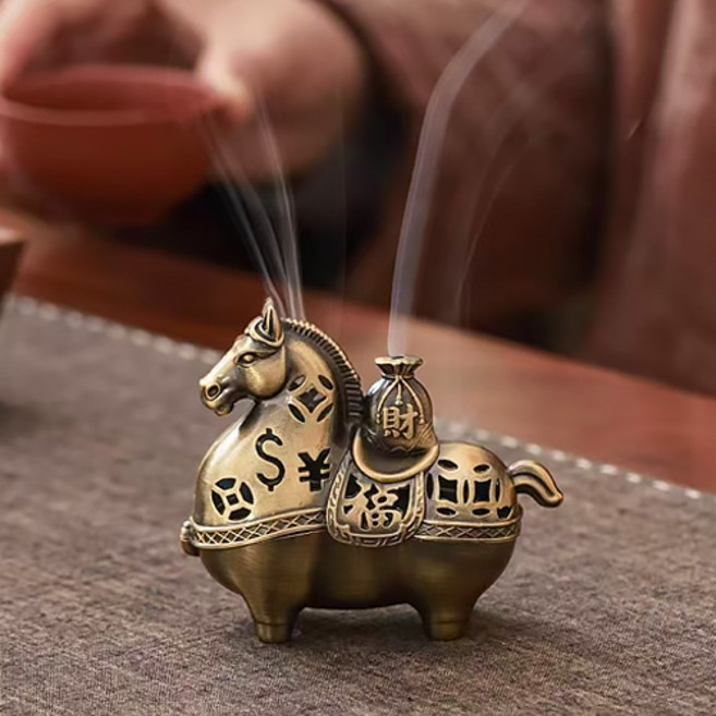 재물 금전운 풍수 인테리어 미니 말 장식 향로 인센스 스틱 콘 홀더 받침대 E658, 1개