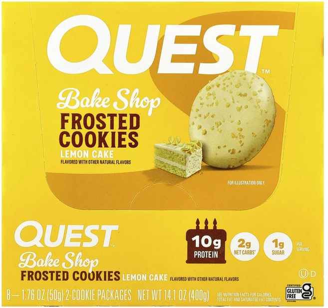 지금 곧 품절됩니다 Quest Nutrition Bake Shop 프로스티드 쿠키 레몬 케이크 8팩 각 50g(1.76oz) 서둘러주시면 감사하겠습니다, QuestNutritionBakeShop프로스티드쿠키레 - 쿠팡