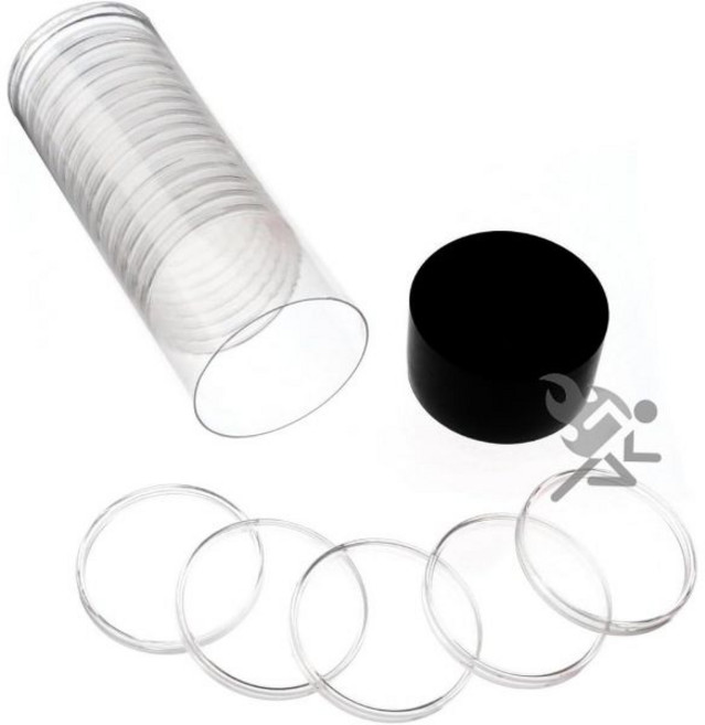 온파이어가이 20개 40.6mm 직결 맞춤형 “H40” 동전 캡슐 및 튜브 검은색 캡 뚜껑 1온스 은 이글용 | 이글 캥거루 자유의 여신상용 저장 3034743, 20개 + 블랙 캡 튜브