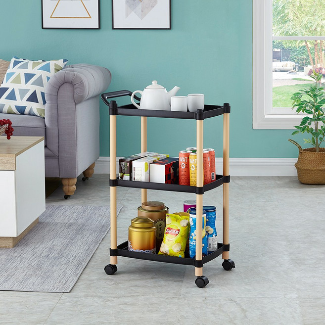 21세기트랜드 트롤리 카트, 블랙, 3단