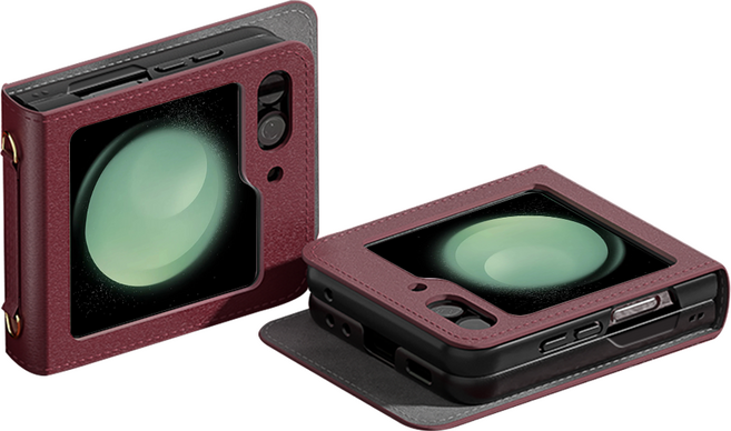 5세컨즈 갤럭시 Z플립 카드 수납 스트랩 가죽 케이스