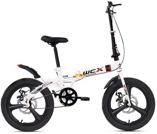 WCX 運動型折疊自行車, 白色變速一體輪, 20吋