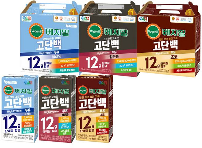 베지밀 고단백 3종x16팩 플레인+검은콩+초코맛, 48개, 190ml