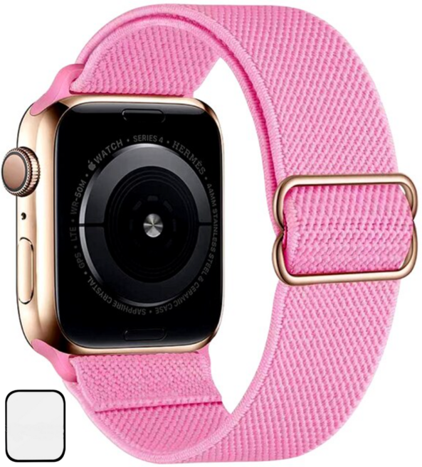 NUBASE 애플워치 호환 고탄력 링크 솔로루프 스포츠루프 버클 스트랩, 프렌치핑크