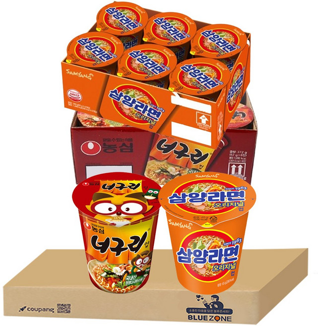 블루존 너구리 소컵라면 62g (6입) + 삼양라면 소컵라면 65g (6입)