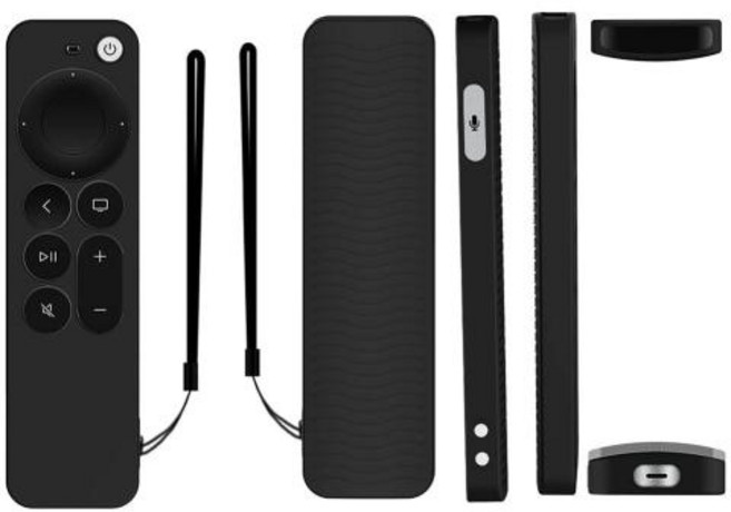 2021 Apple TV 4K 2세대 Siri 원격 제어용 분실 방지 보호 케이스 미끄럼 방지 내구성 실리콘 충격 방지 커버