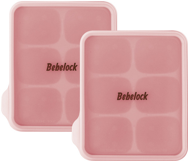 베베락 엘파 실리콘 큐브 2P(냉동보관용기_뚜껑포함 13.5cm X 15cm), 엘파 실리콘큐브(피치핑크2P), 1개
