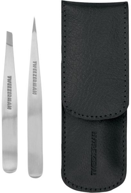 족집게 핀셋 여행용 핀셋이 포함된 트위저만 쁘띠 세트 - 포인트 경사 블랙 케이스, 2 Piece Set, 1