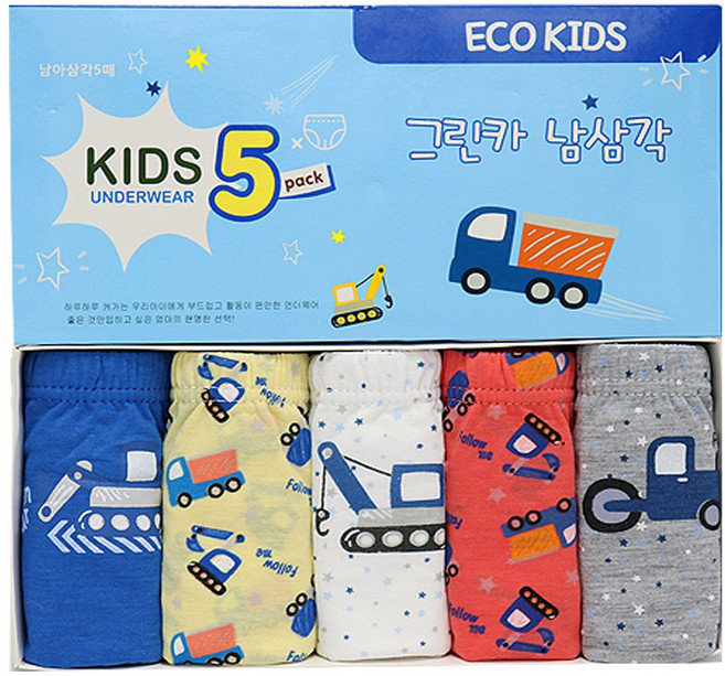 키즈스 남아용 그린카 삼각팬티 5종세트