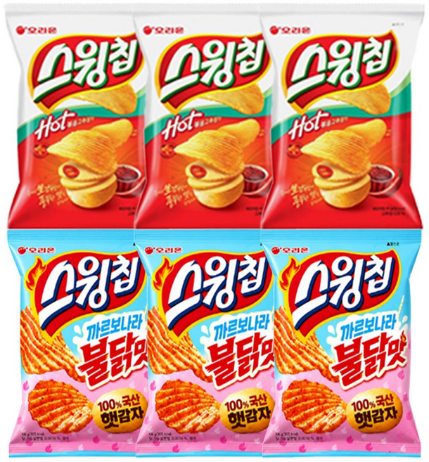 스윙칩 까르보나라불닭맛 100g+스윙칩 볶음고추장 60g, 3세트, 160g