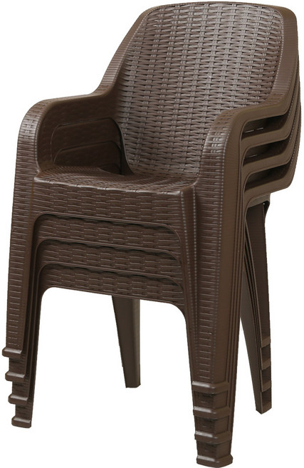 지오리빙 라탄 팔걸이 의자 4p 고객직접설치, 4개, 브라운