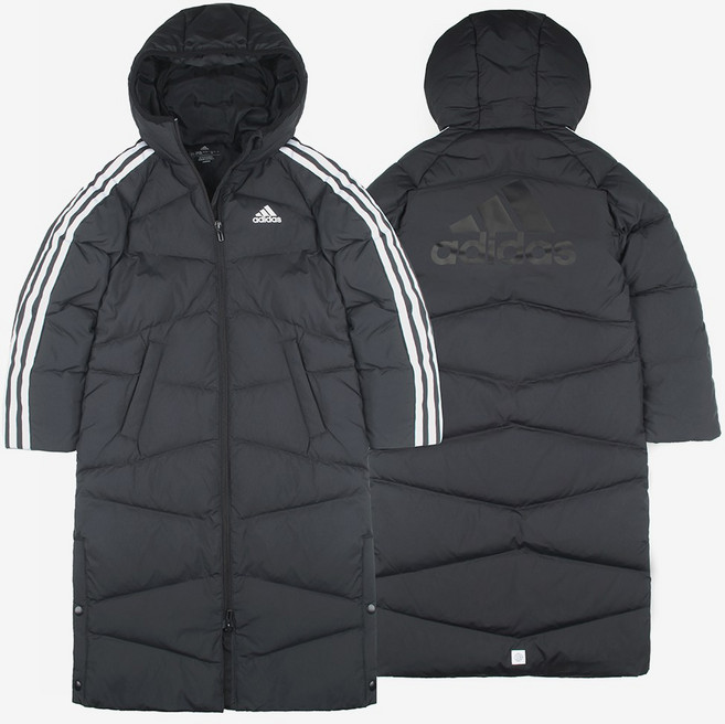 아디다스 키즈 삼선 롱 렝스 덕 다운 자켓 HM7163 오리털 롱패딩 덕다운 코트 점퍼
