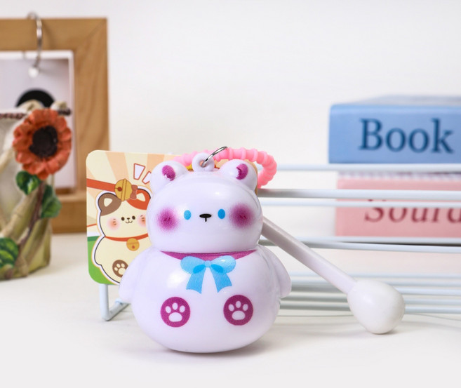 木魚敲敲樂掛飾鑰匙扣, 1個, 白熊