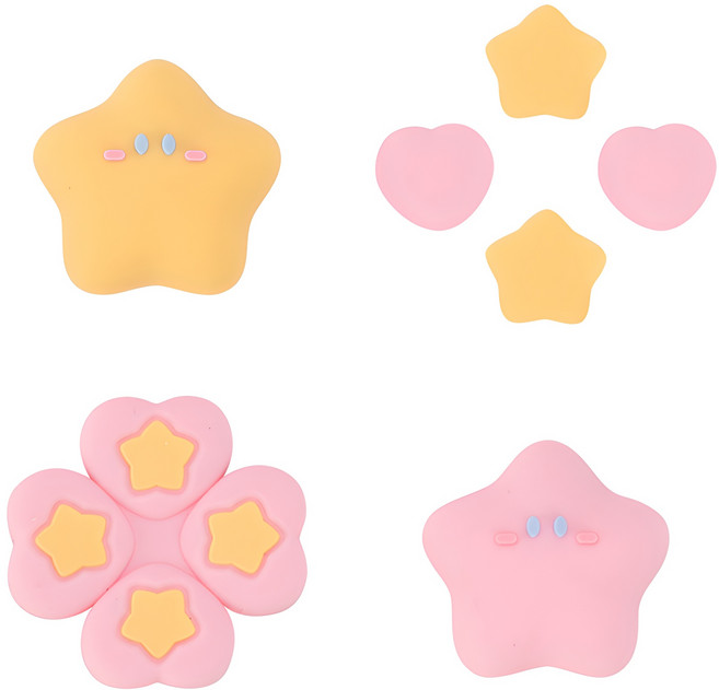 잼몬스터 닌텐도 스위치 oled 조이콘 조이스틱 버튼 캡 풀커버, 핑크, 1세트, FGJ59 피치젤리 별조각