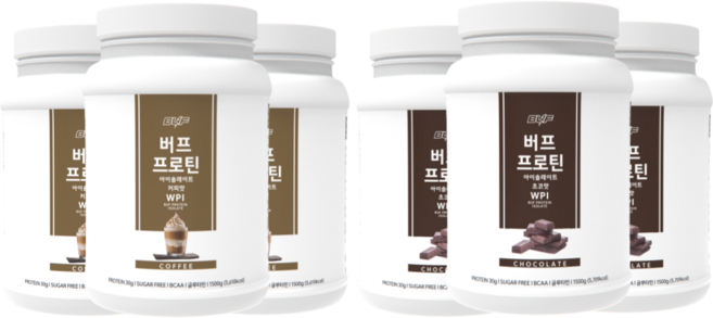 아이솔레이트 WHEY 헬스보충제 맛있는 단백질 쉐이크 버프프로틴 커피+초코, 6개, 1.5kg