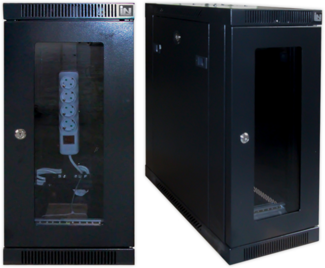 미니 세로형 벽부형랙 허브랙 4U H600 D450 W280 공유기 음향기기 보관함 블랙, 1개