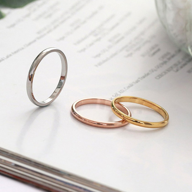 써지컬스틸 둥근 민자 반지 2개세트 1+1