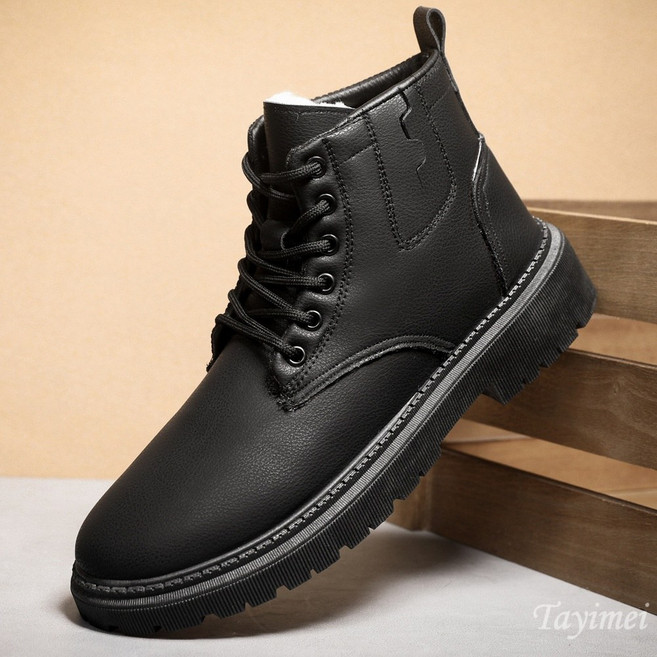 [누구나 찾는 기본템] 남성 겨울 방한 가죽 마틴부츠 / 발목보호 고무창 방수 아웃도어 등산화 스타일 작업화 겨울 캐주얼