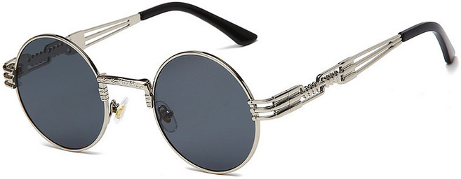 트렌디한 구미 남녀 펑크 선글라스 메탈 원형 펀칭 안경 복고풍 여행 선글라스