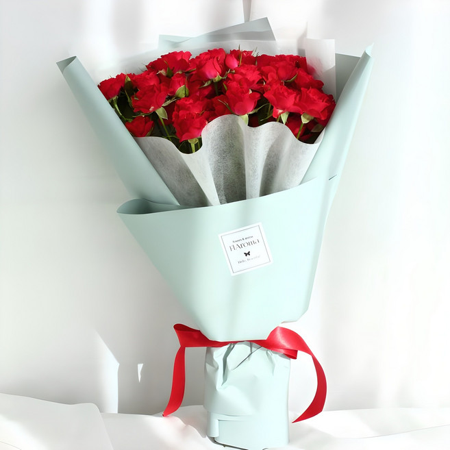 플라로마 장미 50송이꽃다발 생화 당일발송가능 화이트데이 어버이날 성년의날 부부의날 생일꽃다발 졸업식 승진꽃다발, 빨강, 1개