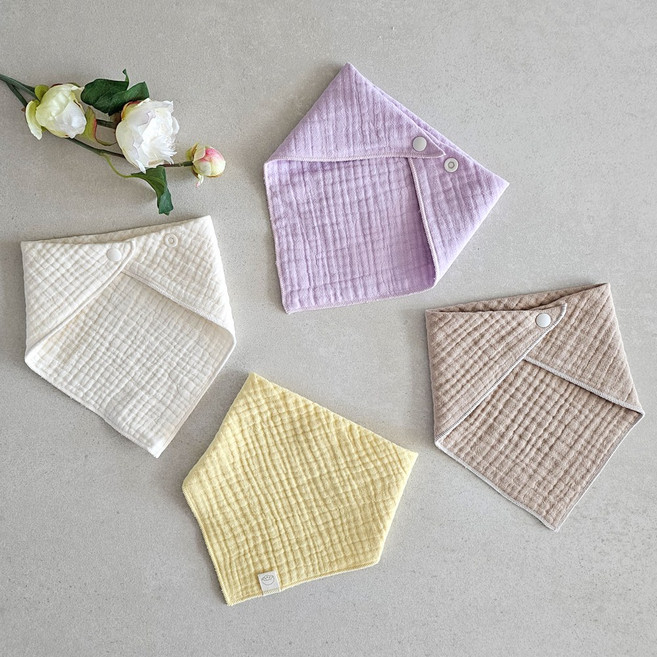 메롱베베 남아 여아 공용 삼중 거즈 스카프빕 4종 세트