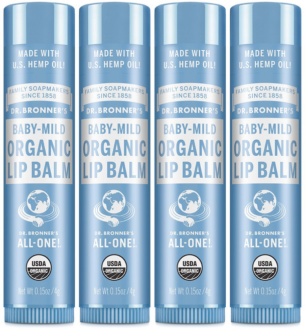 닥터브로너스 오가닉 립밤 베이비 마일드 4개 세트, 4g