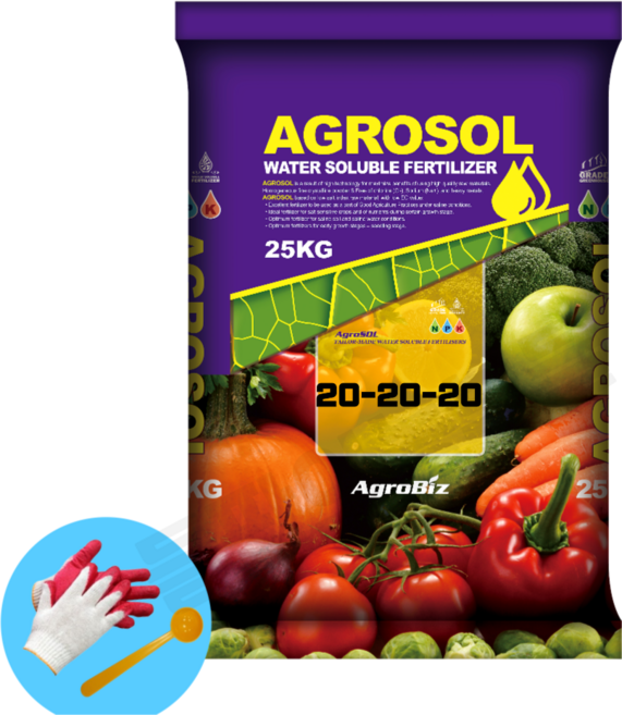 관주용비료 아그로솔 20-20-20 전생육기용 고추 토마토 오이 참외 하우스 노지 수용성, 25kg, 1개