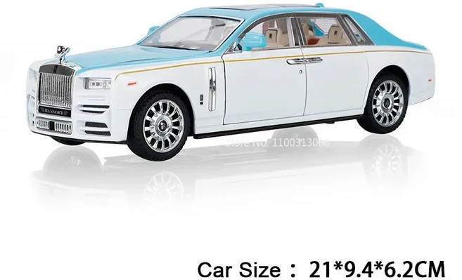 1:24 Mansory 롤스로이스 팬텀 HONGQI HS9 모델 장난감 자동차 휠 풀백 소형 6 도어 오픈 차량 어린이 선물, 07 Mansory Bule