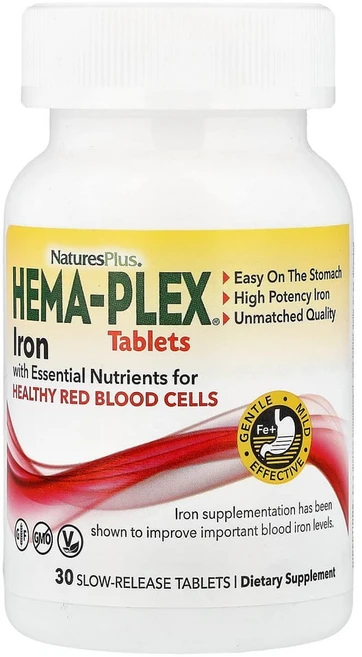 네이처스플러스 Hema-Plex 철분 에센셜 누트리션스 포 헬씨 레드블러드셀 서방정 30정, 1개 - 쿠팡