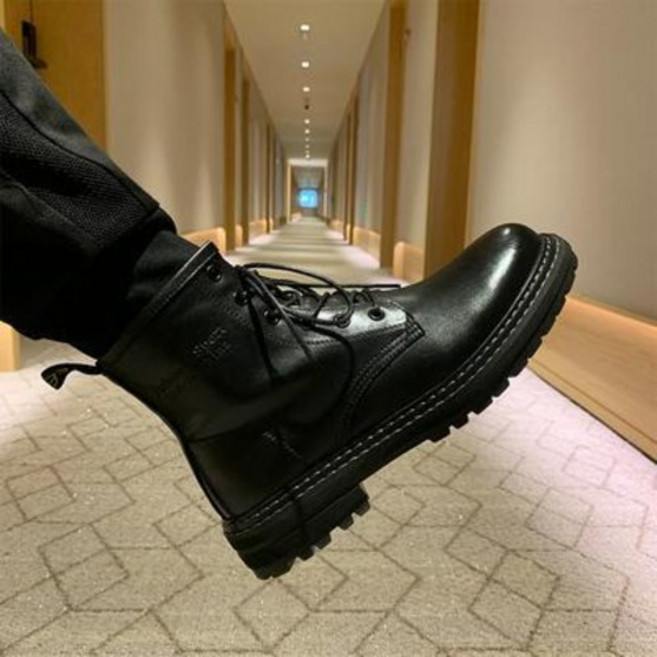 남성 워커힐 진피 한국판 남성화 겨울 기모 콤비 워커부츠 미드컷 남성 기모 부츠