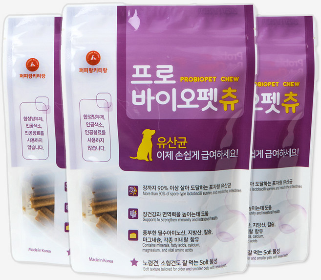 퍼피랑키티랑 프로바이오펫츄 강아지 영양제, 3팩, 장건강/유산균