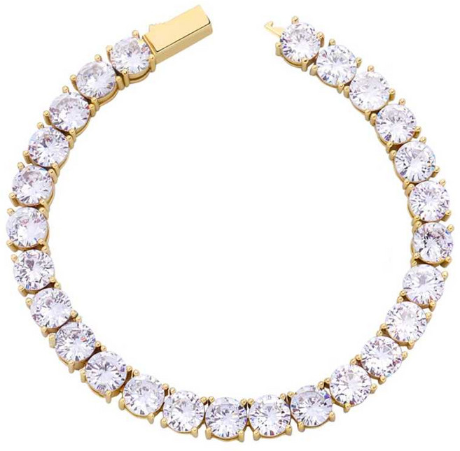 남자 큐빅 팔찌 커플 남성 주얼리 파티 테니스팔찌 펑크, 1개, 19. 6mm 골드 팔찌 18cm