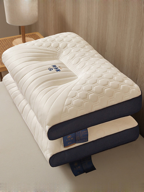 낮은경추베개 목편한 기능성 수면베개 거북목 경추 보호 편안한 숙면을 위한 라텍스베개 푹신한 착용감으로 목디스크 해소에 도움, 1개, 업그레이드 두방 클라우드 낮은 베개 쌍