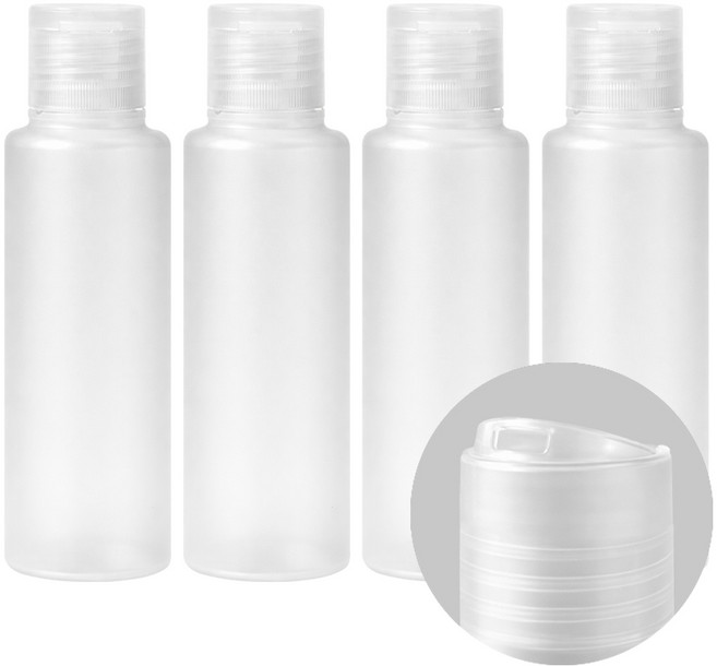 밀로베 편리한 다용도 화장품 여행용 소분 공병 세트, 4개, 화이트(반투명)