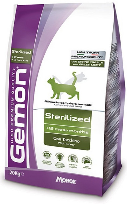 Gemon Sterilized 結紮成貓專用配方貓糧, 火雞肉, 20kg, 1包