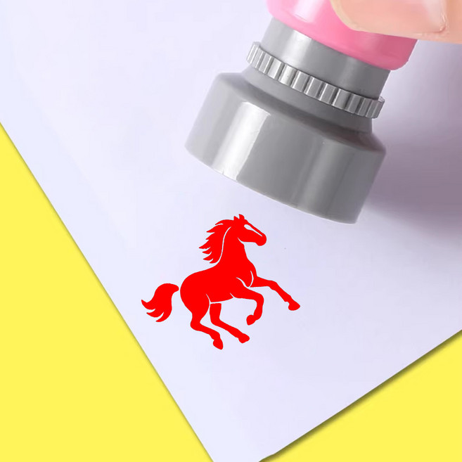 리빙드림 만년 새해 도장 스탬프 말, 1개, 말-레드