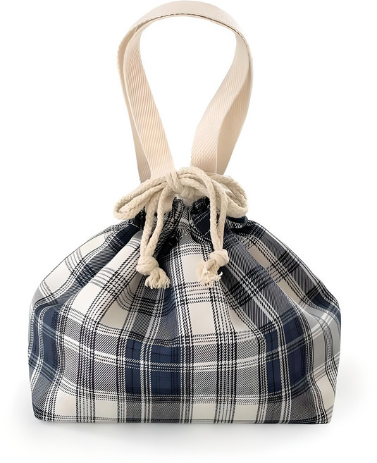 다소다 도시락가방 직장인 보온 보냉 백 도시락통 주머니, 네이비체크, 1개