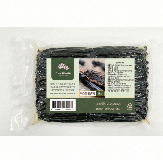 베스트바닐라 버번 오리지널 최상급 바닐라빈, 1개, 1kg