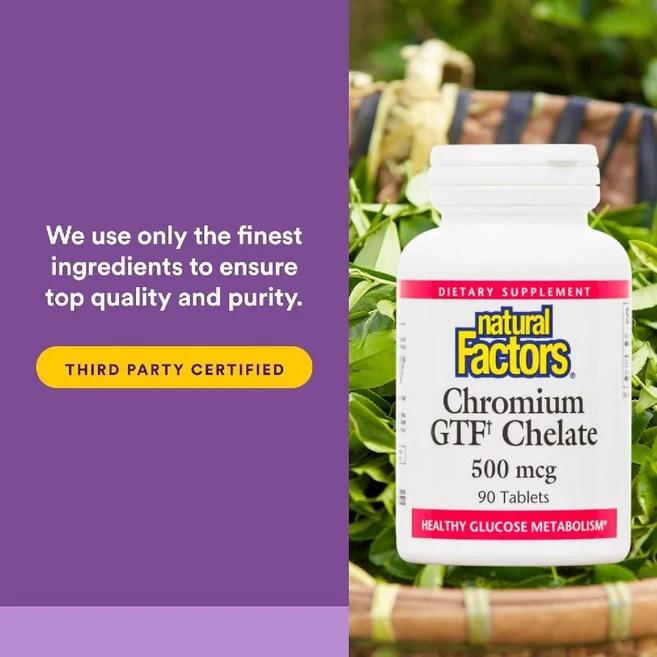 내추럴 팩터스- 칼슘 함유 크로뮴 GTF 킬레이트 500mcg 90정 3개월분, 1개 - 쿠팡