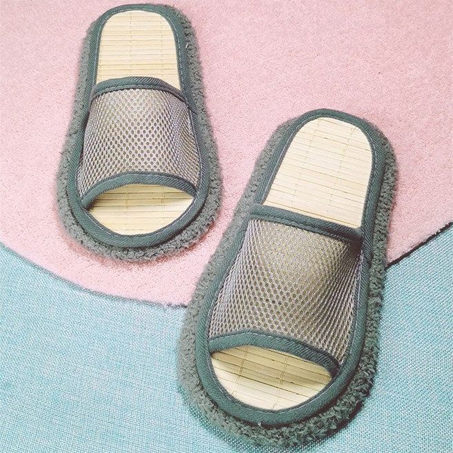 [월드온] 메쉬 대나무 매트 바닥 청소 걸레 슬리퍼 심플 슬리퍼 패션슬리퍼 사무실 학교 층간소음