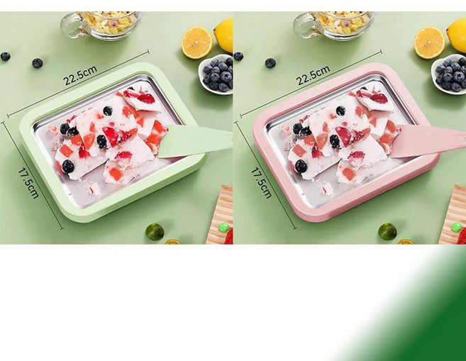 주디스마켓 미니 아이스크림 메이커 DIY 아이스판 집에서 간편한 제조, 그린 1개 + 핑크 1개, 기본 색상