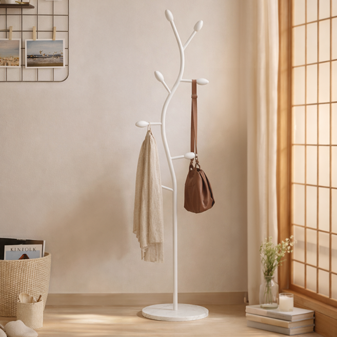 차르미콜 스탠드 옷걸이 S라인 나뭇가지 심플 인테리어 행거, 화이트