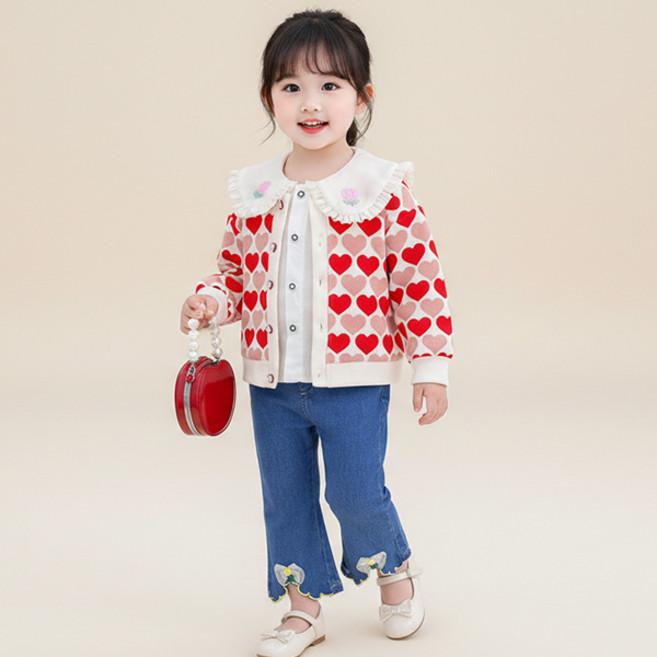 몽실이 하트가디건 여아 상하복