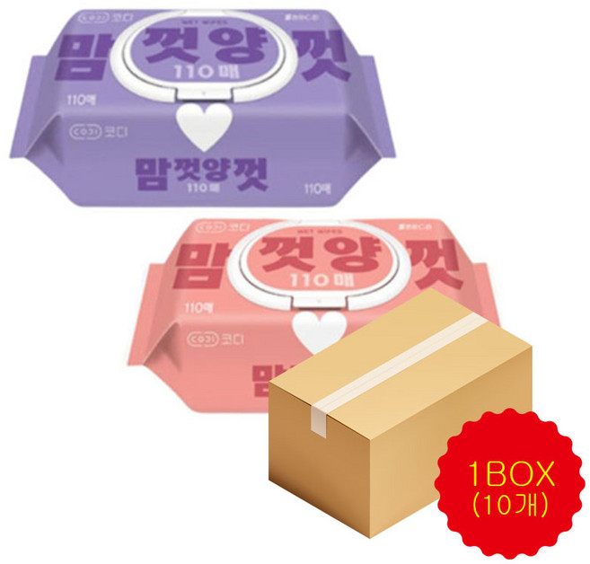 CODI 맘껏양껏 물티슈 캡형 110매, 10개, 110개입, 214g