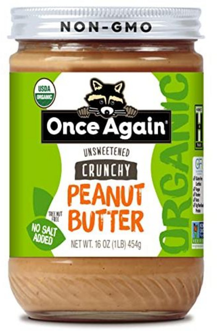 원스 어게인 유기농 크런치 땅콩 버터 453g - 무염 Once Again Organic Crunchy Peanut Butter No Sugar Added - Single I, 1개