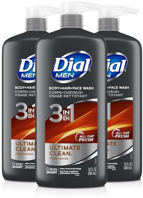미국 다이알 맨 3-in-1 얼티밋 클린 워시 올인원 워시 군대, 3개, 680ml