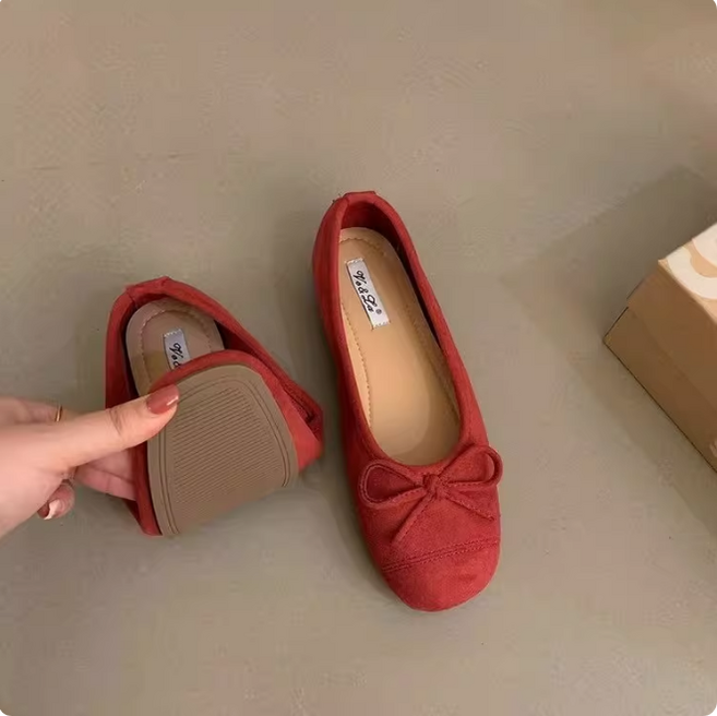 쌍천 여성 플랫 스웨이드 라이트 리본 플랫슈즈 봄 신발 A26011316