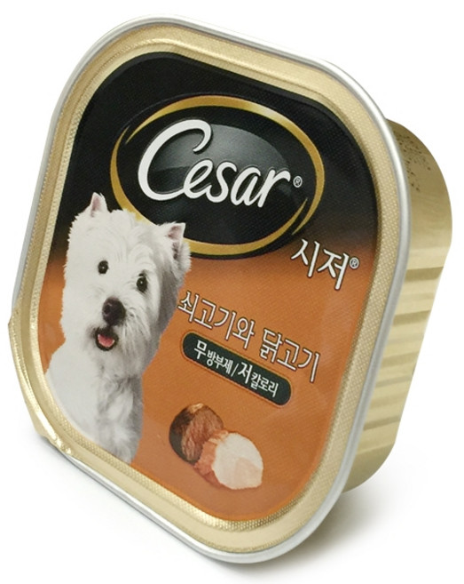 mars 시저 애견 간식 캔 x 24개, 소+닭, 100g